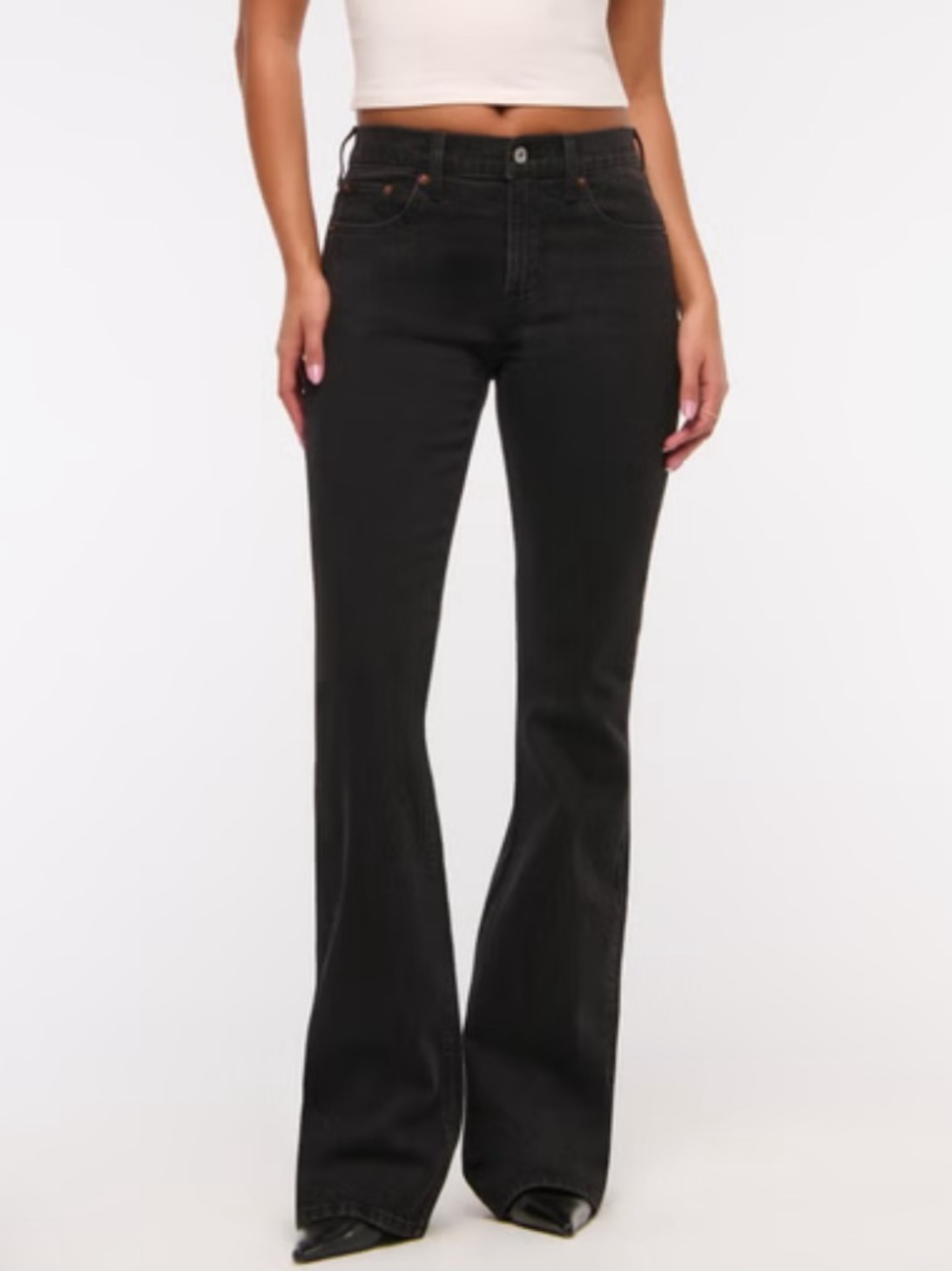 Abercrombie & fitch mid rise black wash bootcut jeans size 30